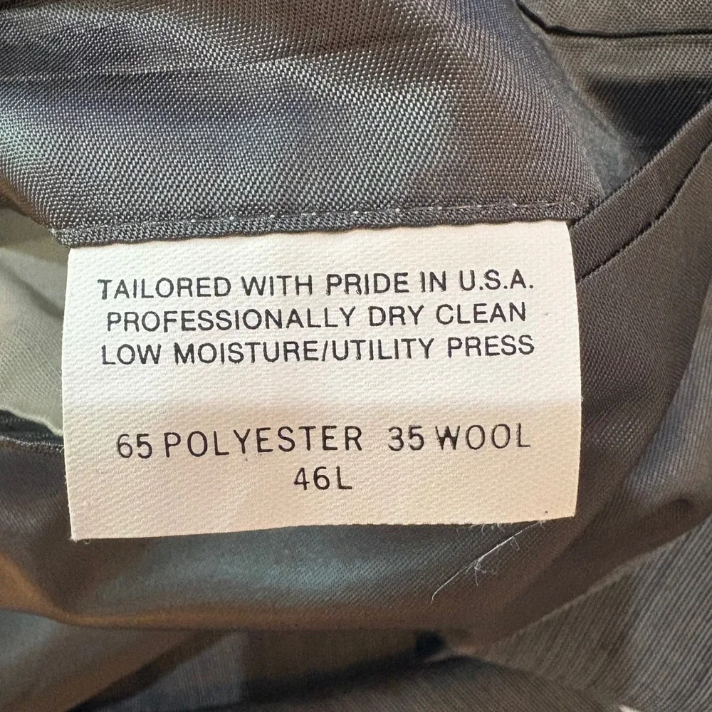 Christian Brooks Mens Gray Blazer Suit Jacket Sports Coat 46L Polyester Wool USA